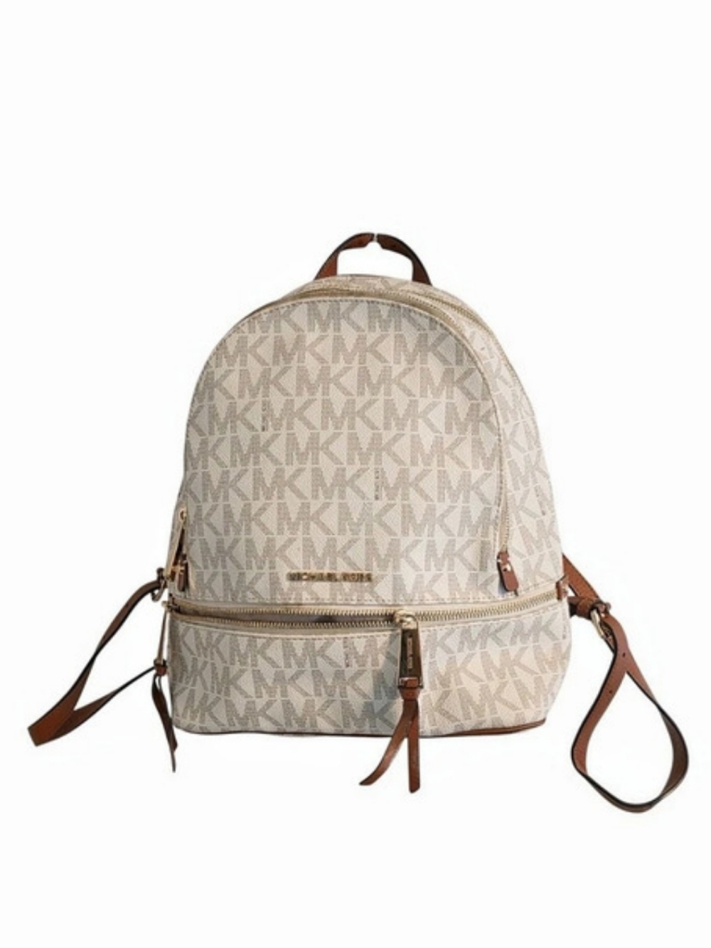 Michael Kors Rhea Medium Logo Backpack White & Brown
